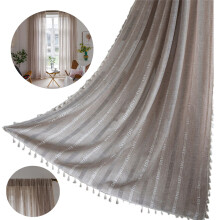 White Linen Embroidery Curtains Farmhouse Style
