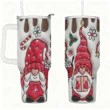 Gobelet Gnome de Noël avec paille rouge 473 ml (16 oz)