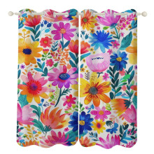 Floral Watercolor Curtain Set 2 Panels