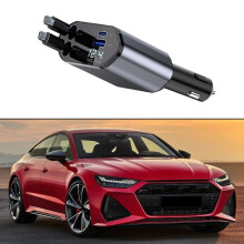 Smart Retractable Car Phone Charger 120W for 12V DC and 24V DC Vehicles