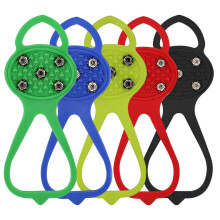 Non-Slip Gripper Spikes for Shoes – Universal 5-Tooth Crampons, Silicone Shoe Covers for Hiking, Walking, Climbing, Fishing, Kids; Compatible with