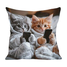 Animal Print Pillowcase Winter Kitten17.7x17.7inch