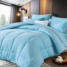 Ensemble de couette à carreaux en microfibre 5 ou 7 pièces