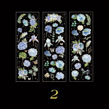 Vintage plant bronzing stickers literary aesthetic 3pcs/bag