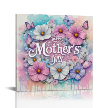 Vintage Mother's Day canvas wall art with flowers and