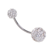 Lady Flexible Crystal Rhinestone Belly Button Ring - White