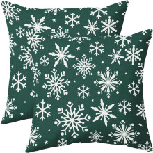 Fodere per cuscini con fiocchi di neve verdi e bianchi, 45x45 cm (18x18 pollici)