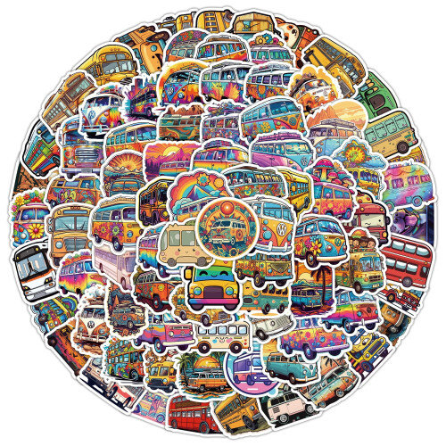 Bus Doodle Stickers Waterproof Decorative 100 pcs