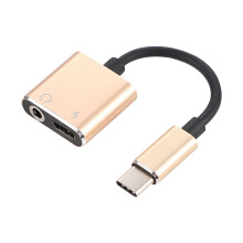 USB-C to 3.5mm Headphone Adapter and Charger Golden