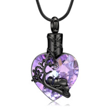 Collana con urna a forma di cuore di elefante per ceneri con pietre portafortuna