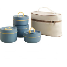 Adult insulated lunch box set with double zipper bag and