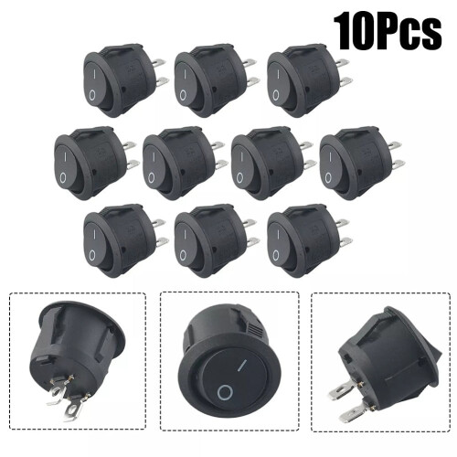 Interrupteur à bascule rond noir SPST6A250V AC10 pièces
