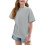 Maglietta a maniche corte da ragazza, casual, girocollo, top basic 5-15 3