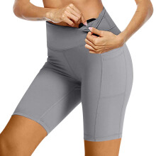 Short de yoga taille haute pour femme avec poches, ultra doux.