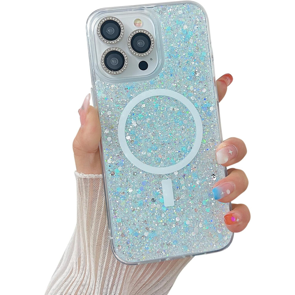 Iphone 14 Magnetic Clear Glitter Sequin Case 9023022251442