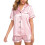 Women's Silk Satin Pajama Set Two-Piece Pink 6