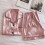 Women's Silk Satin Pajama Set Two-Piece Pink 7