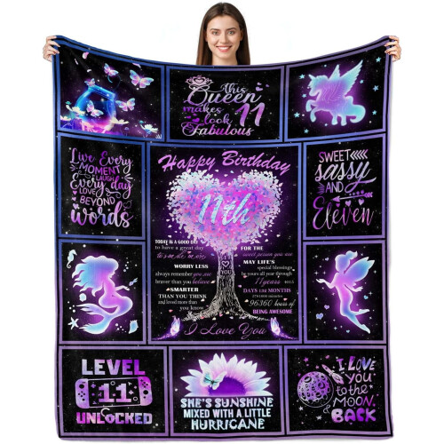 Couverture d'anniversaire pour filles 40 x 50 pouces