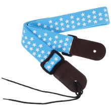 Ukulele Strap Blue Cotton Leather Adjustable