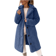 Casaco feminino de pele sintética, modelo trench coat aberto frontal, tamanho grande, ideal para o inverno.