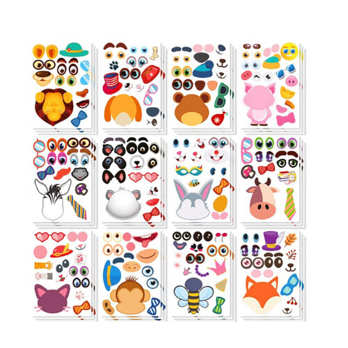 Animal Face Stickers for Kids 36 Pack