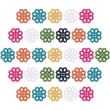 Wooden Buttons Daisy Pattern Green Vintage 100PCS