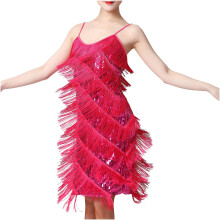 Women's Salsa Dance Dress with Sequins and Tassels