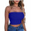 Asdoklhq Women's Solid Blue Tube Top XL 1