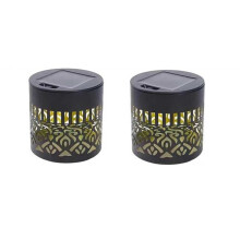 2PCS Solar Fence Lights Outdoor Solar Mandala Lights RGB Outdoor Deck Step Wall Lights for Terrace Backyard Garden Decor