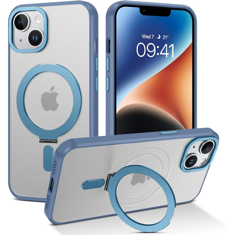 Iphone 13/14 Slim Shockproof Kickstand Case Blue 9178400829659
