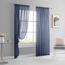 Sheer Linen Textured Curtains 1 Panel Semi-Transparent Rod