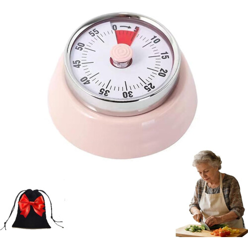Mechanical Kitchen Timer with Magnetic Base and Easy-Read