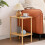 2-Tier End Table with Solid Wood Legs and Shelf 1