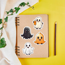 Ghost Stickers Vinyl Waterproof Candy Bags 50 Pc