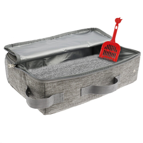 Foldable Portable Cat Litter Box with Zipped Lid 1pc