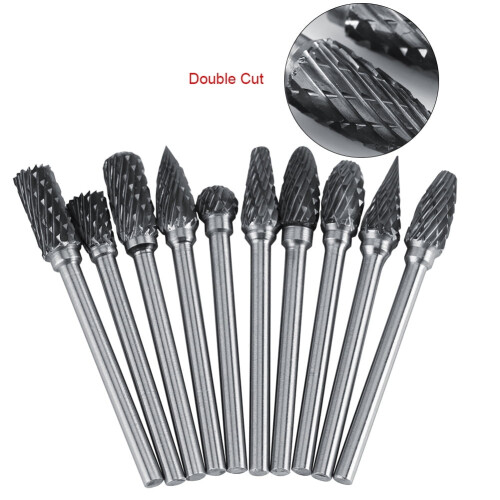 Σετ μεταλλικών περιστροφικών αρχείων Tungsten Carbide 10 τεμάχια 3 χιλιοστά Shank6 χιλιοστά