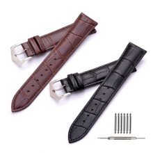 2-Pack Alligator Grain Calfskin Watch Bands (18/20/22/24mm) – Classic Black & Brown, Compatible with Most Watches