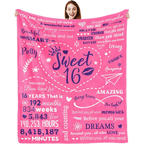 Couverture d'anniversaire pour fille 127 cm x 152 cm