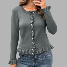 Leichte Strickjacke für Damen, einfarbig, lässiges Oberteil