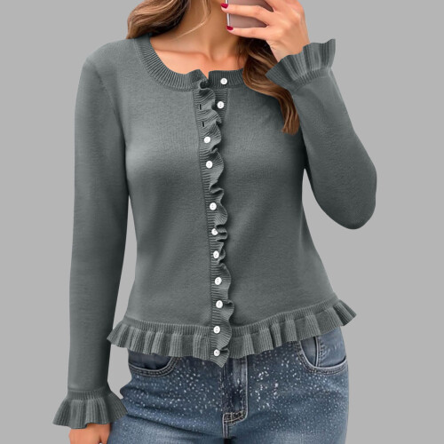 Leichte Strickjacke für Damen, einfarbig, lässiges Oberteil