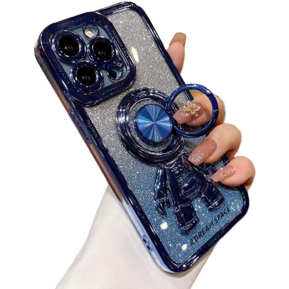 Electroplated Astronaut Ring Phone Case With Stand For 9336866099089