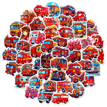 Fire Truck Stickers Cartoon 50-Pack