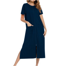 Women's Winter Warm Robe with Pockets Navy 2X