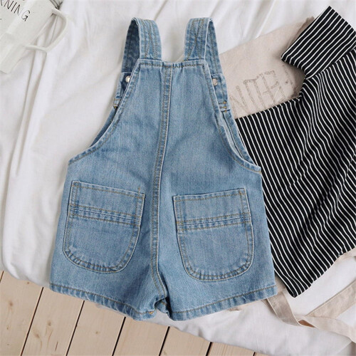 Vintage wash denim romper with adjustable straps 2
