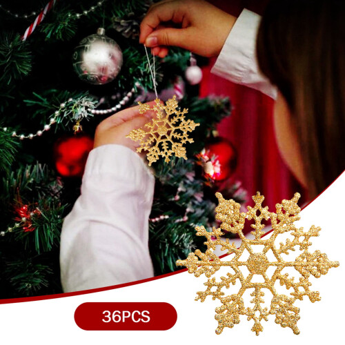 Christmas Snowflake Ornament Silver Plastic 36 pcs 1