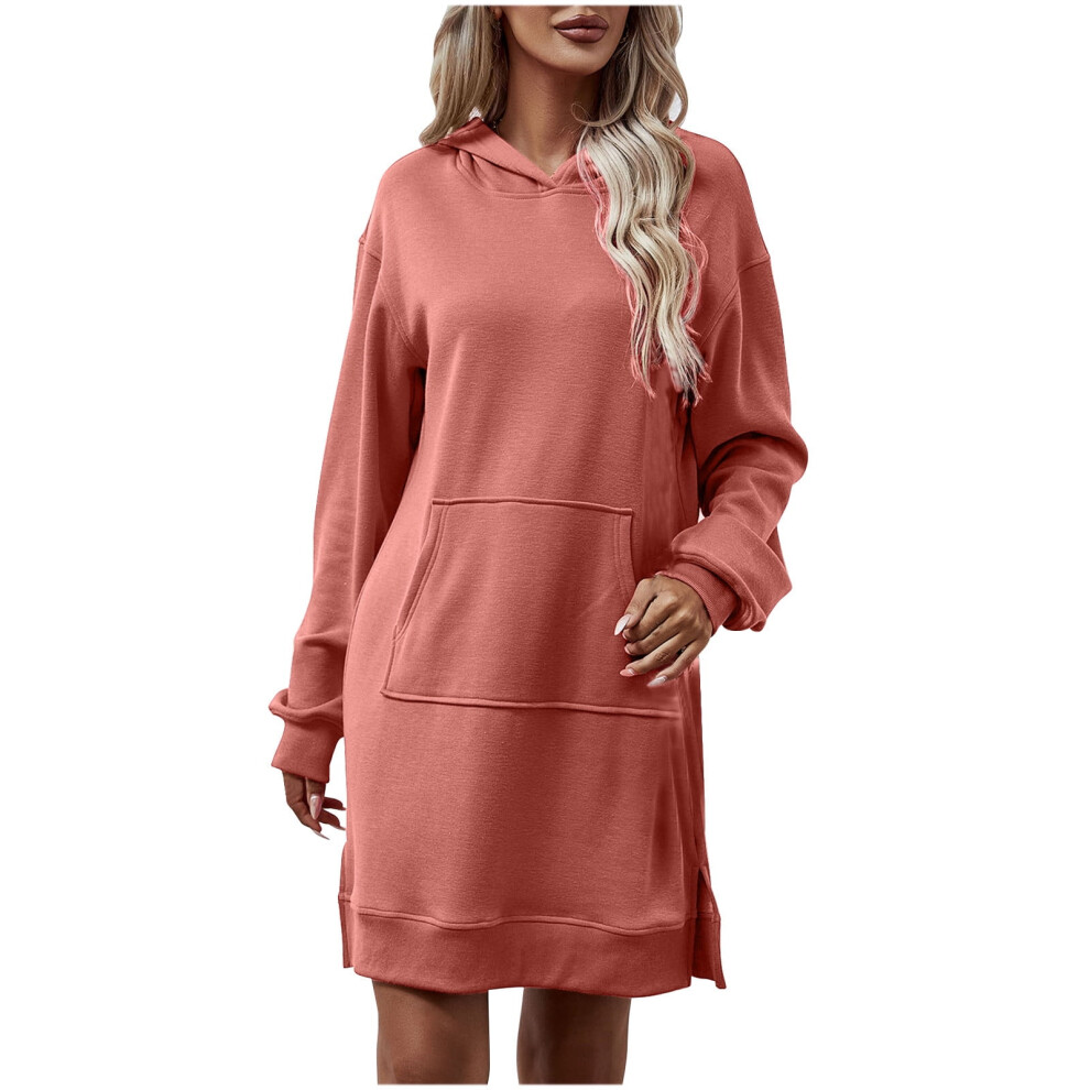 Women's Hooded Sweatshirt Dress Long Sleeve Plus Size 941196039569