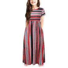 Toddler Girls Short Sleeve Striped Dress Red Size 100