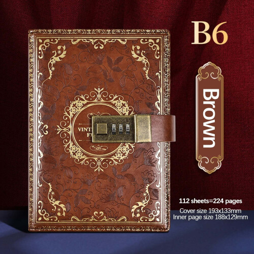 Brown Vintage B6 Notebook with Password Lock 112 Pages 1