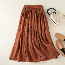 Women's Plus Size Vintage A-Line Maxi Skirt with Elastic