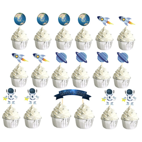Outer Space Cake Topper Set 26 Pieces Assorted Colors 2